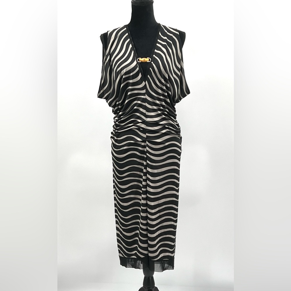 Scoop LLC Black and Grey Striped Dress